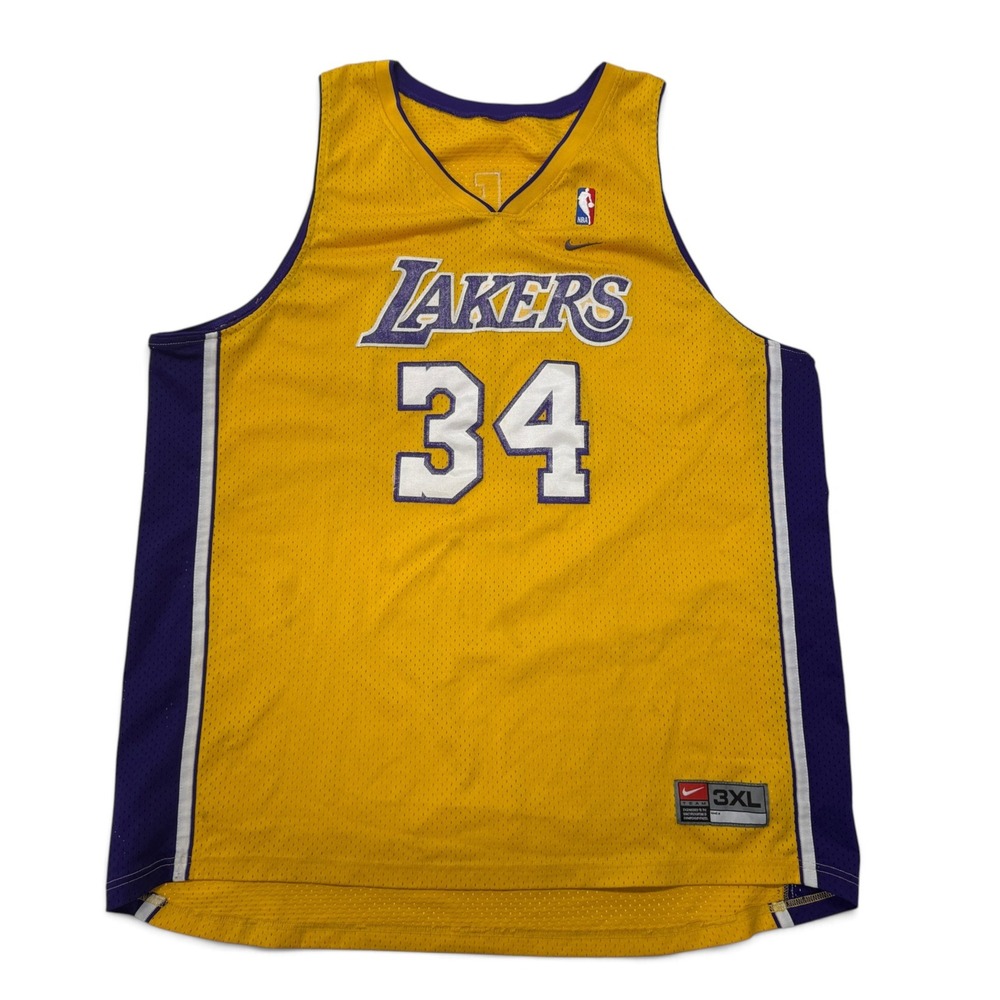 Nike Shaquille O'Neal Lakers Jersey 34 Mens 3XL Gold NBA Basketball